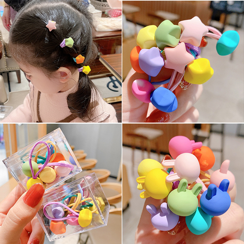 South Korea children's hair rope New Frosted candy color love hair band Girls tie hair rubber band does not hurt hair head accessories