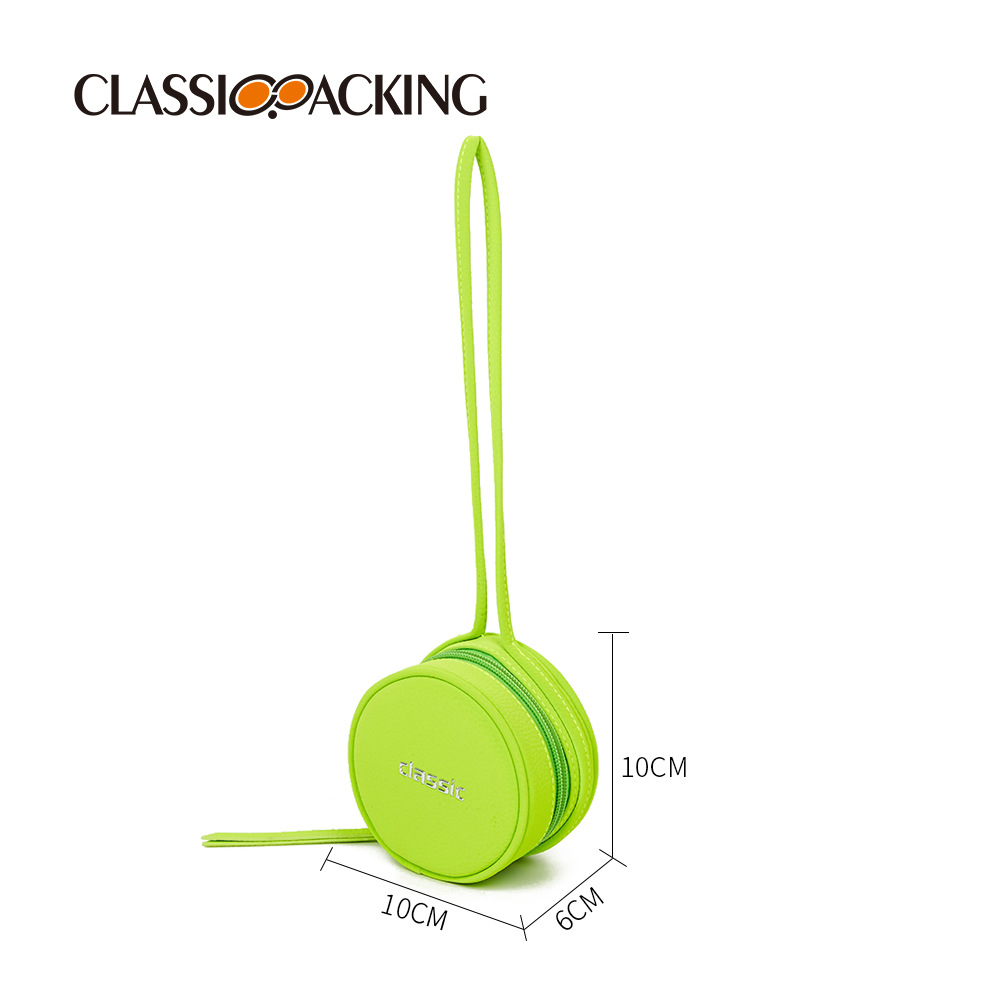 Monedero al por mayor de fábrica Material de PU verde lindo Tendencia Bolsa de almacenamiento de lápiz labial de todo fósforo Bolsa para auriculares Logotipo impreso