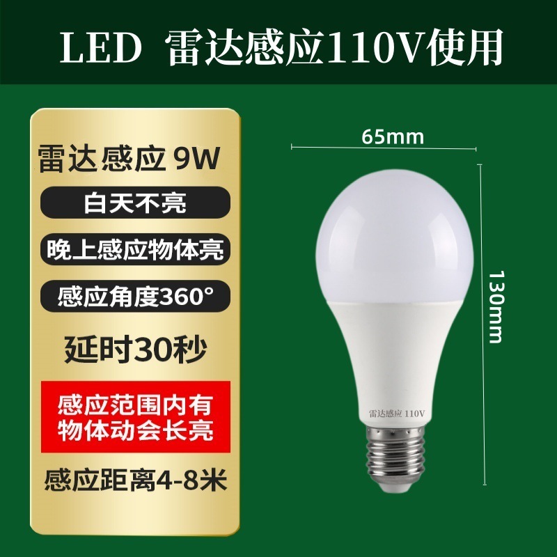 LEDレーダー人体感知電球廊下用電球E27ネジ口赤外線電球専用レーダー感知|undefined