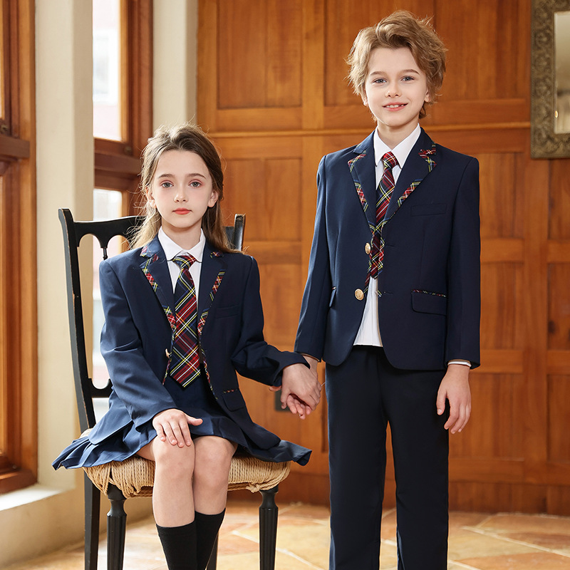 Uniforme escolar de estilo británico para estudiantes de primaria, uniforme jk para niños, traje para niñas, uniforme de clase para estudiantes de secundaria, vestido de primavera y otoño