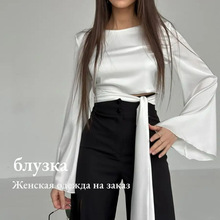 新款高级感色丁醋酸绑带设计时尚女装上衣ozon亚马逊爆款跨境欧美