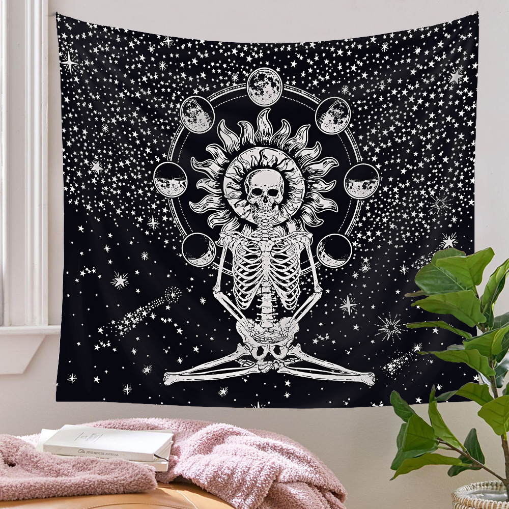 Retro Skull Moon Phase Printing Tapestry Wholesale Nihaojewelry display picture 4