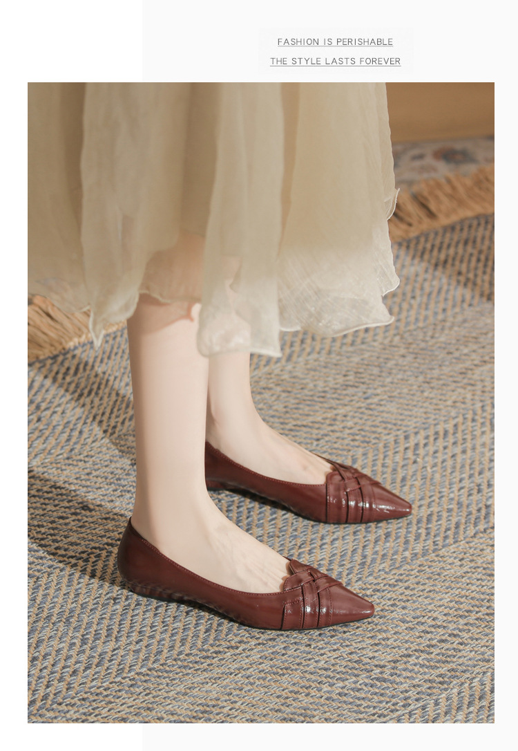 Giày cao gót nữ mũi nhọn gót wedge kiểu Pháp, gót thấp, miệng nông — màu đen chi tiết 20