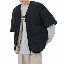 秋冬新款韩版潮流休闲半袖个性棉服外套男女同款百搭宽松保暖棉衣