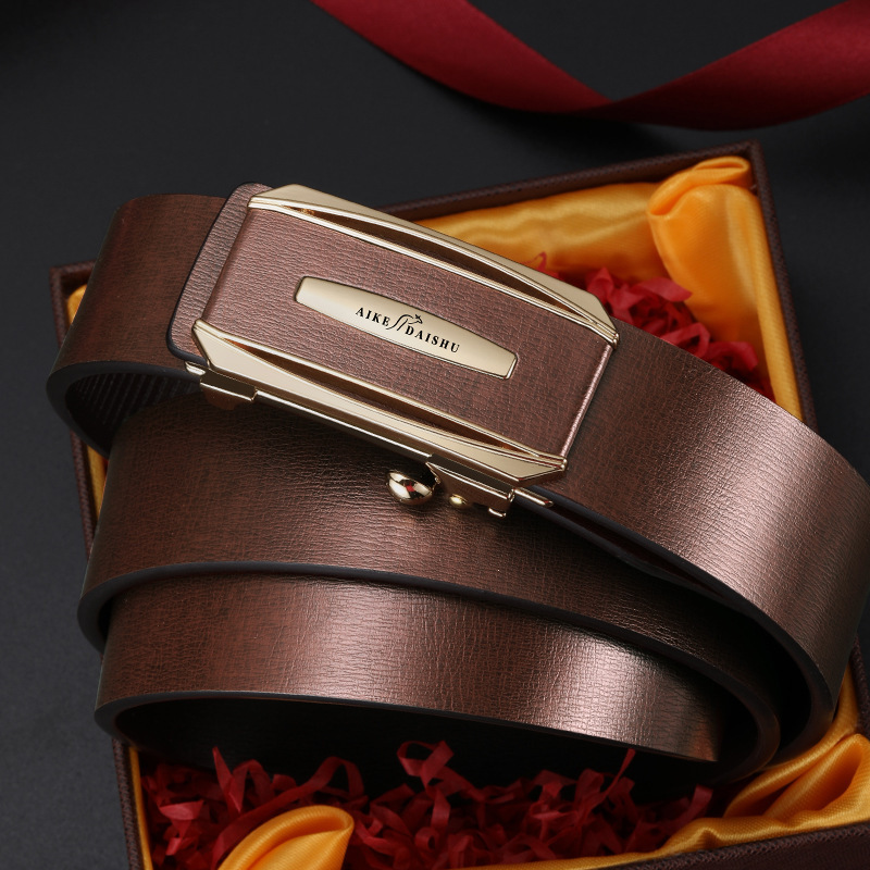Men's belt genuine leather inner wear automatic buckle business cowhide belt young and middle-aged trendy casual all-matching pants belt men Men's belt genuine leather inner wear automatic buckle business cowhide belt young and middle-aged trendy casual all-matching pants belt men
