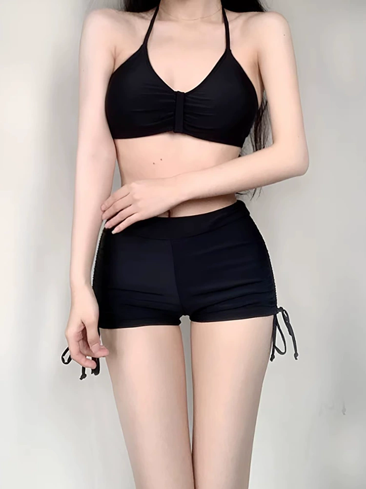 Split swimwear set, 3-piece sexy push-up bikini, dark grey, sizes S–XL