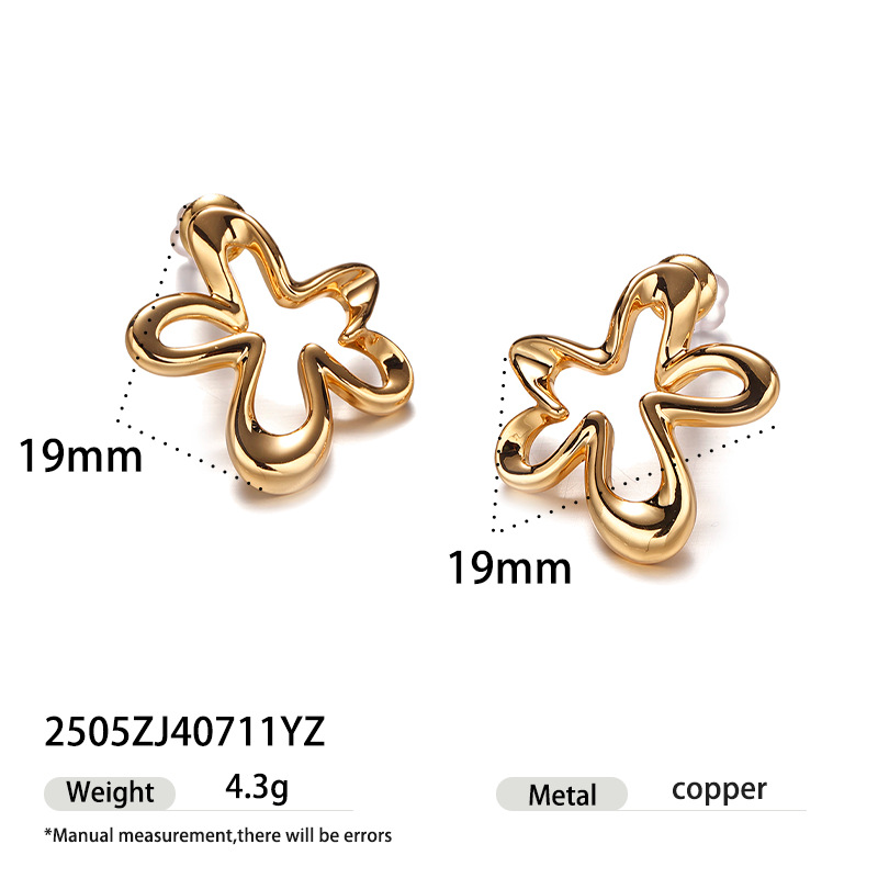 Personalidad de moda, elementos de flores de alta gama, sentido de líneas, pendientes de metal, estilo dulce y fresco, artefactos a juego de verano, venta caliente
