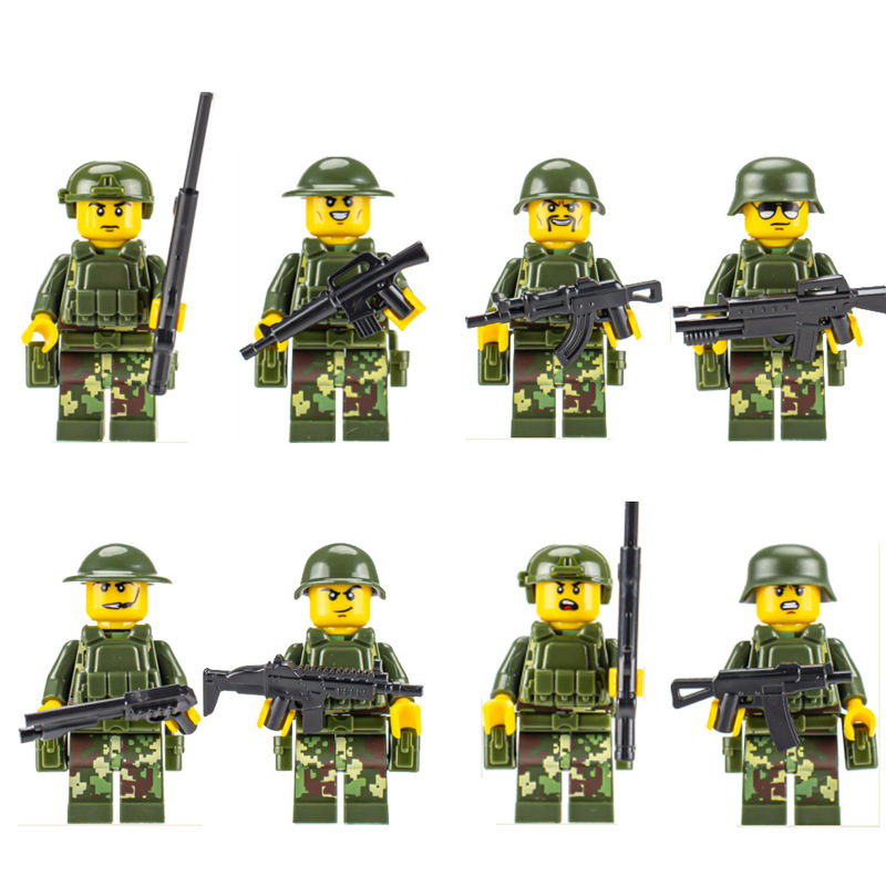 Compatible with LEGO small particle building blocks, minifigures, dolls, People's Liberation Army, Volunteer Army, police, children's toys