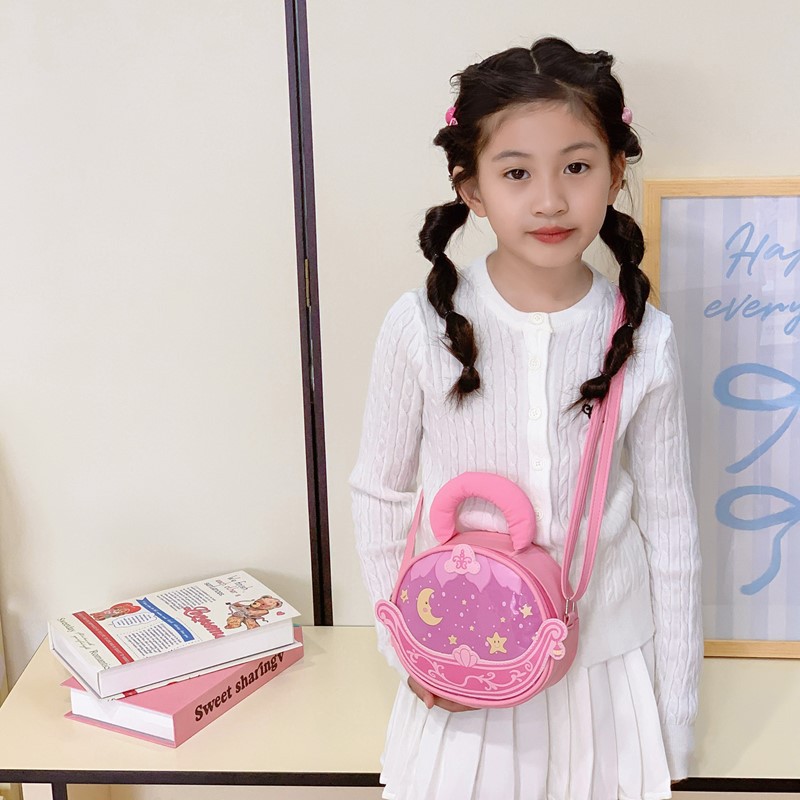 Bolsa de princesa infantil creativa 2025 nueva moda luna cama de caricatura animada niña portátil bolsa de tramo inclinada
