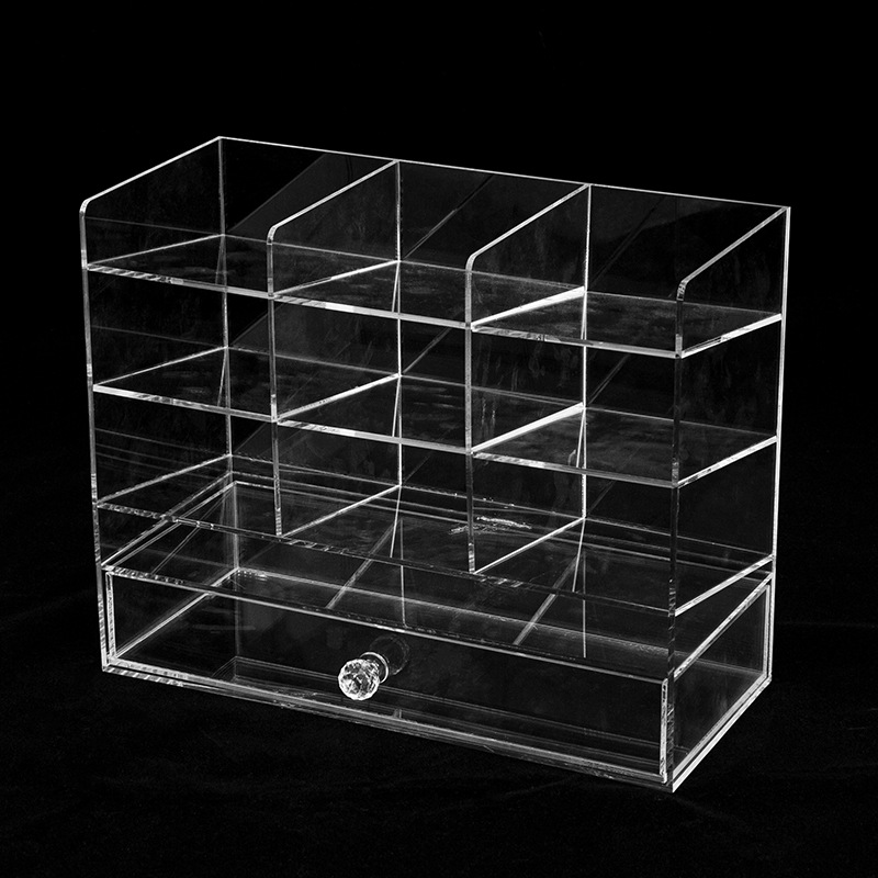 商场货架桌面化妆品展示盒透明有机玻璃抽屉盒多用途收纳盒印logo