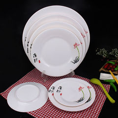 平盤圓盤子帶花碟子蓋澆飯盤熱菜盤骨碟大盤子密胺餐具耐高溫耐摔