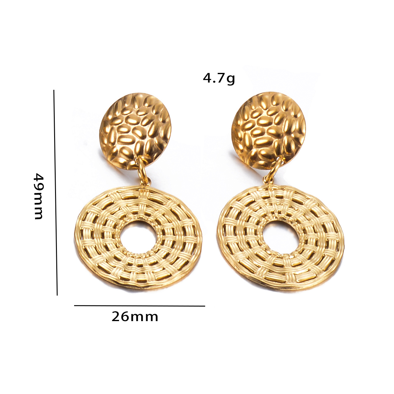 1 Pair Retro Round Plating Stainless Steel Drop Earrings display picture 5