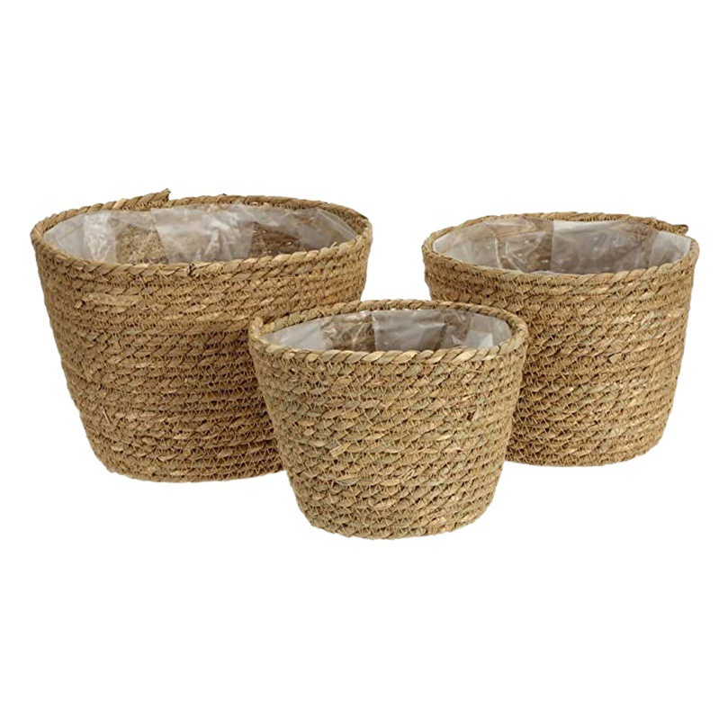 Оптовая Nordic Straw цветочный горшок ротанга цветочный горшок Цветочная корзина сочный цветочный горшок простой тканый соломенный цветочный горшок крышка