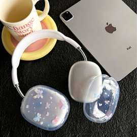 蝴蝶碎花Airpods Max保护套全包头戴式蓝牙耳机透明耳罩软壳适用