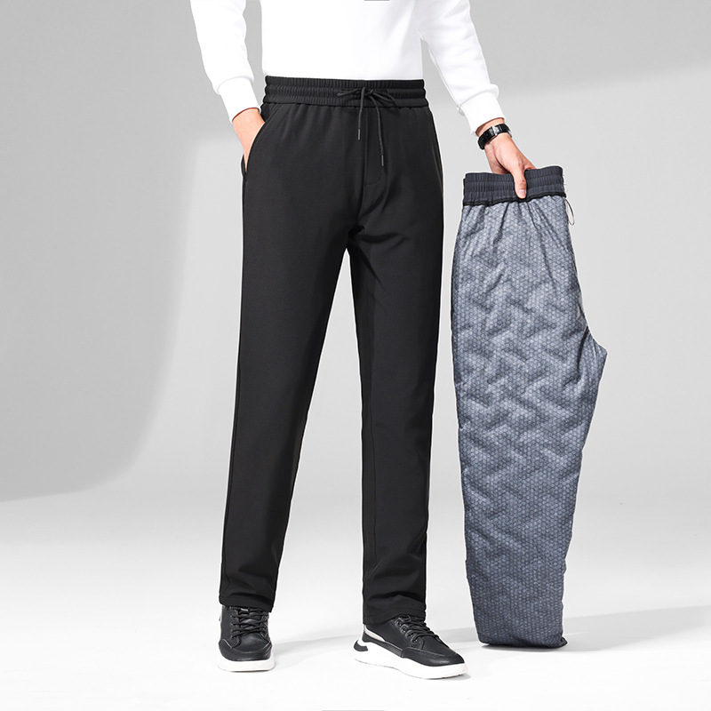 Autumn and Winter New Men's Goose down down Pants Solid Color Slimming Thickened Warm Casual Trousers Dark Gray