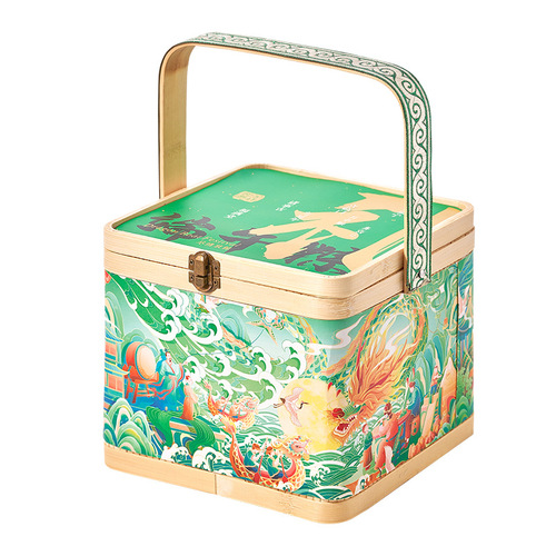 2024 Dragon Boat Festival Bamboo Basket Zongzi Gift Box Exquisite Hand-painted Chinese Style Bamboo Woven Empty Gift Box