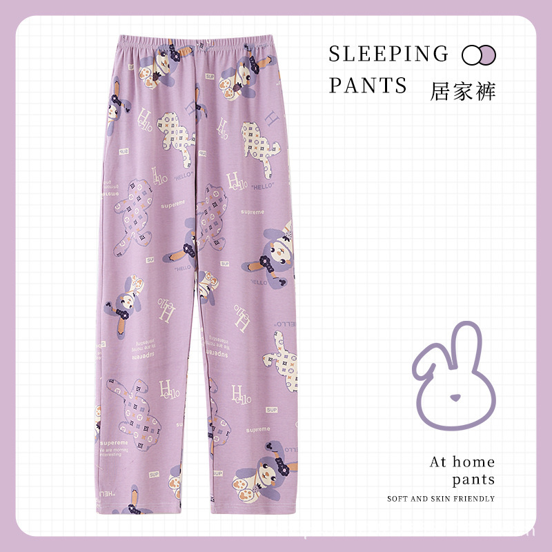 100% Cotton Pajama Pants Women Spring and Autumn plus size Trousers Young and Middle-aged Pocket Cotton Comfortable Casual Outer Wear Home Pants
