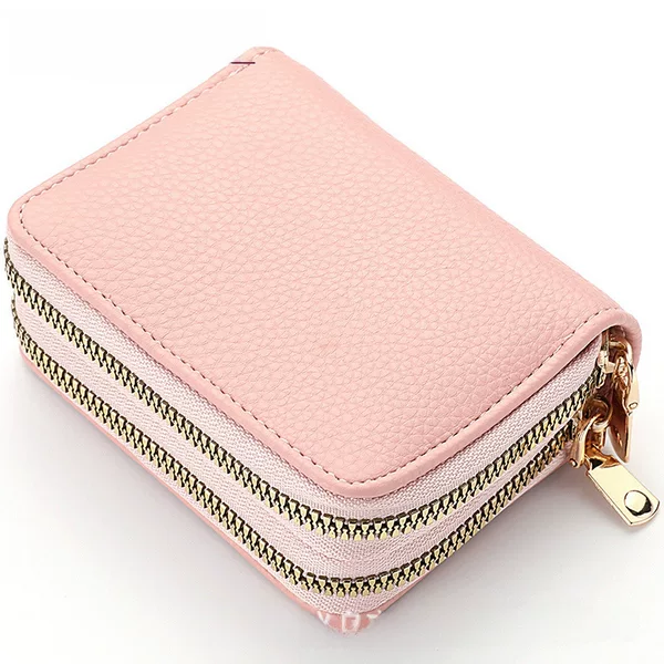 Multifunctional Card Holder Wholesale 2024 New Organ Card Holder Double Zipper Women's Wallet Large Capacity Pu Card Holder