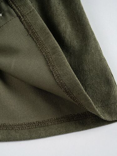 2024 Trendy Spring Girls' Semi-Body Skirt in Corduroy Solid Color with Bow Blouse Button, Stylish Baby Girls' Short Skirt
