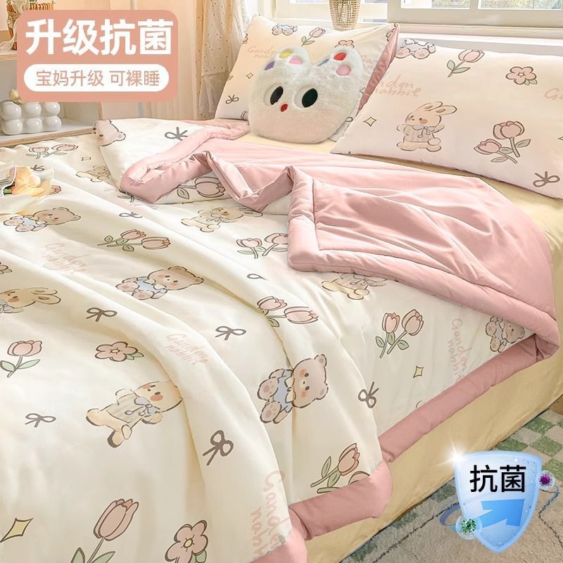 2026 Spring/Summer Washed Cotton Class a Cartoon Summer Quilt Air Conditioning Quilt Home Thin Quilt Summer Quilt Core Four-Piece Set