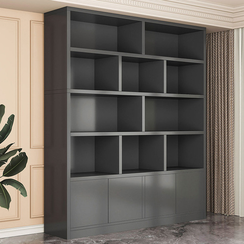 Solid wood bookshelf bookcase floor-standing home study grid cabinet living room shelf display rack balcony storage storage cabinet