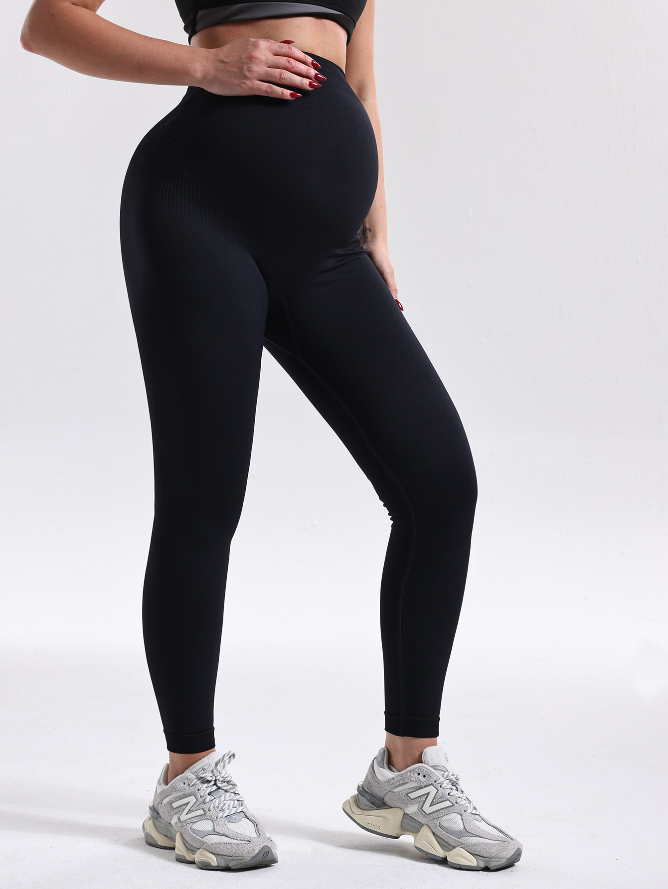 Europa y los Estados Unidos delgado pantalones de embarazo de panty de mujer de cintura alta sin costura pantalones de embarazo de mujer no estrangulado pantalones deportivos de embarazo