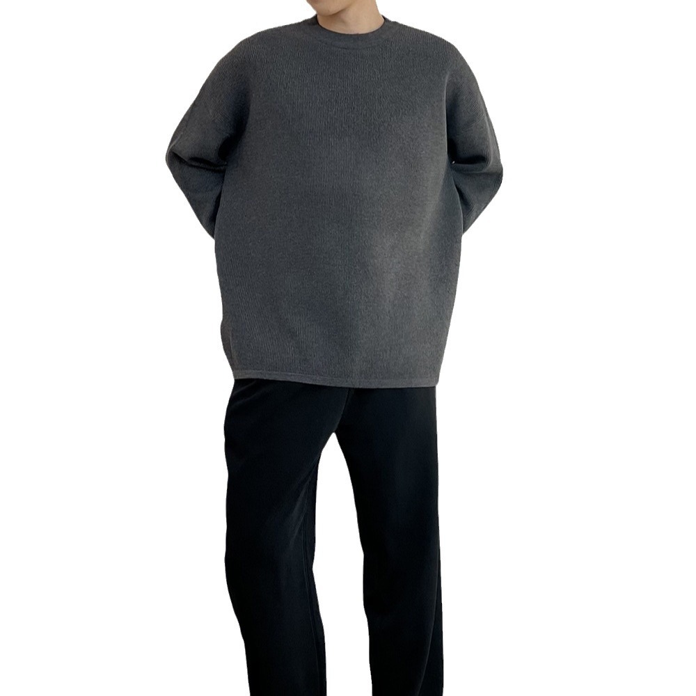 Diseño de viento perezoso un suéter de nicho masculino suelto cuello redondo Otoño e Invierno engrosado suéter marea inferior con un suéter de punto