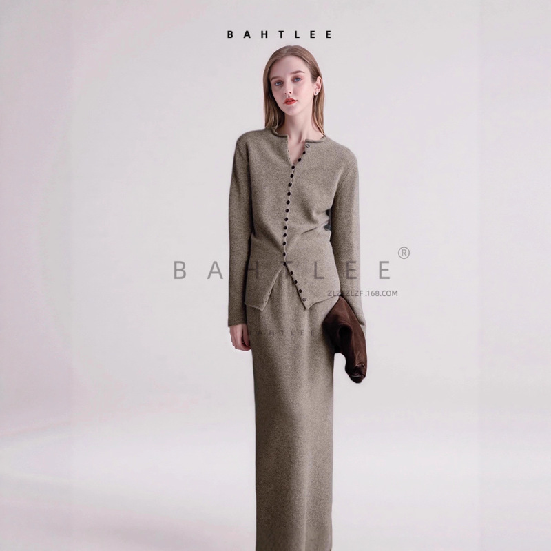 Autumn and Winter Io Cashmere 90 Wool Multi-Breasted Rolled Collar Design Sweater Knitted Cardigan Soft and Warm Elegant Simple