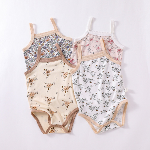 Summer baby sling triangle bag fart clothes  newborn thin vest crawl suit male and female baby one-piece clothes