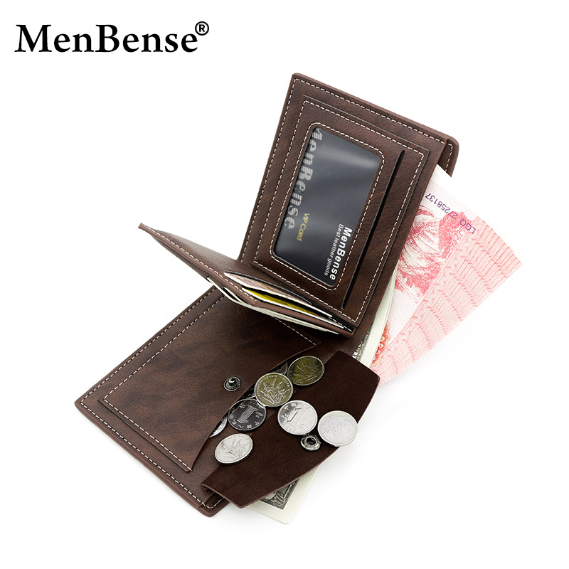 Menbénse nueva cartera transfronteriza corta de los hombres de moda simple negocio suave cartera juventud ultra-delgada cartera