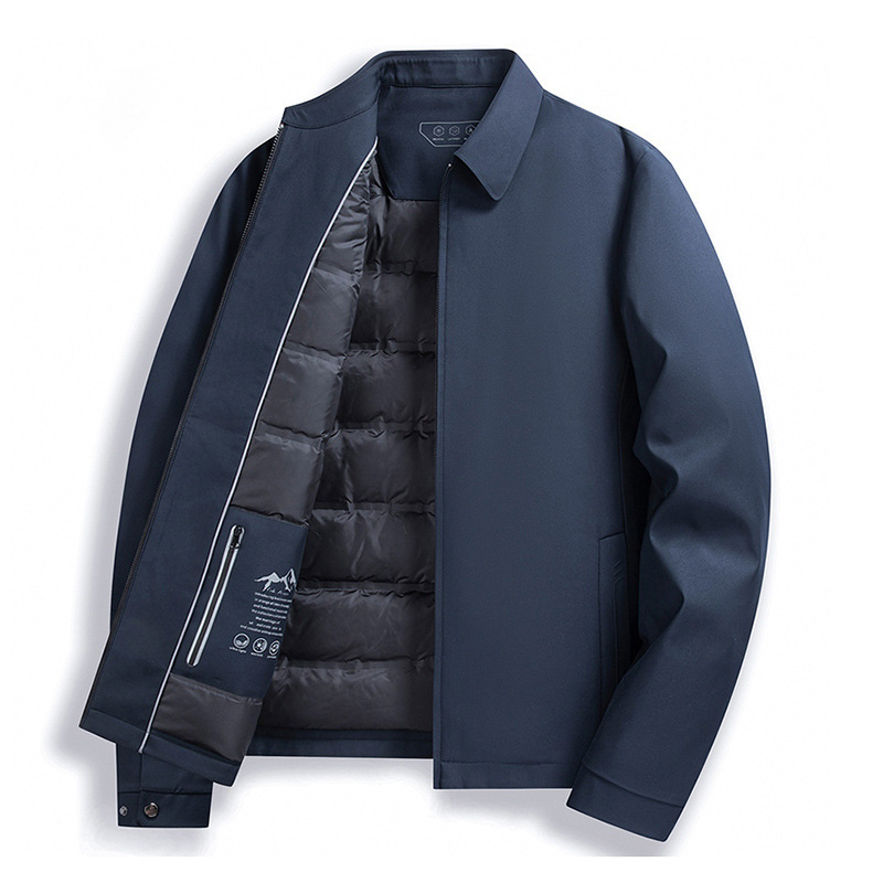 High-End Brand Men's Business Executive Jacket for Middle-Aged and Elderly, 90% White Duck down Coat, Winter Outerwear for Public Officials