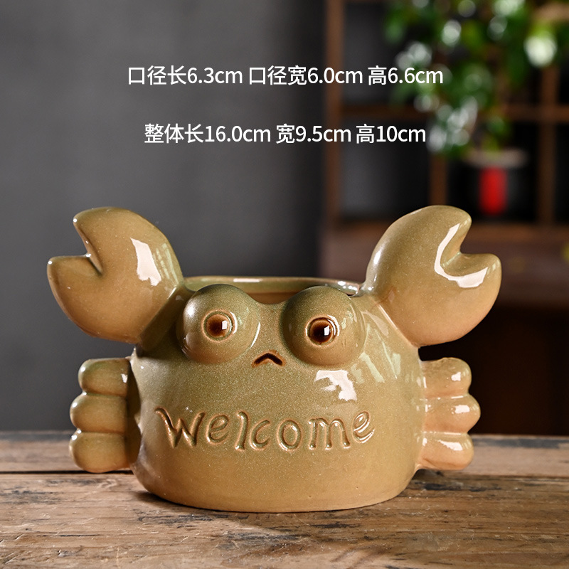 Pequeña caricatura, animal creativo, maceta carnosa, cerámica, arcilla especial para el hogar, maceta de control de raíces de cerámica gruesa, venta al por mayor
