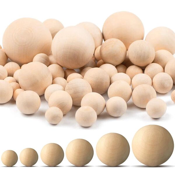 Solid ball wooden beads Round small beads Solid wooden balls Log…