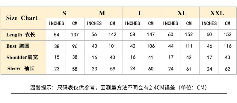 normal abaya size chart