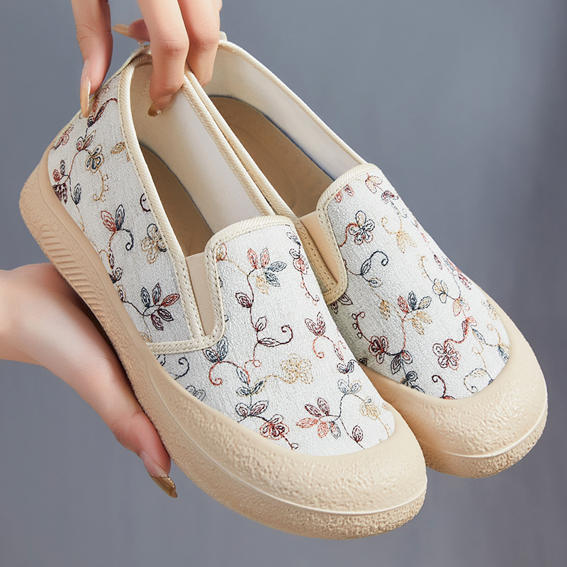 Zapatos de mujer zapatos casuales de verano nuevos zapatos planos superficiales un pie de zapatos de calzado de calzado con suela suave cabeza redonda no cansada zapatos perezosos