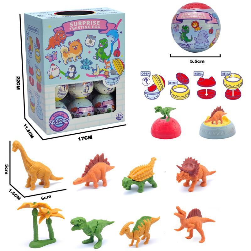 Juguetes transfronterizos de huevos para niños Simulación Animal Mundo Dinosaurios Huevos Dolores Mundo Modelo Ornamento Caja ciega lote