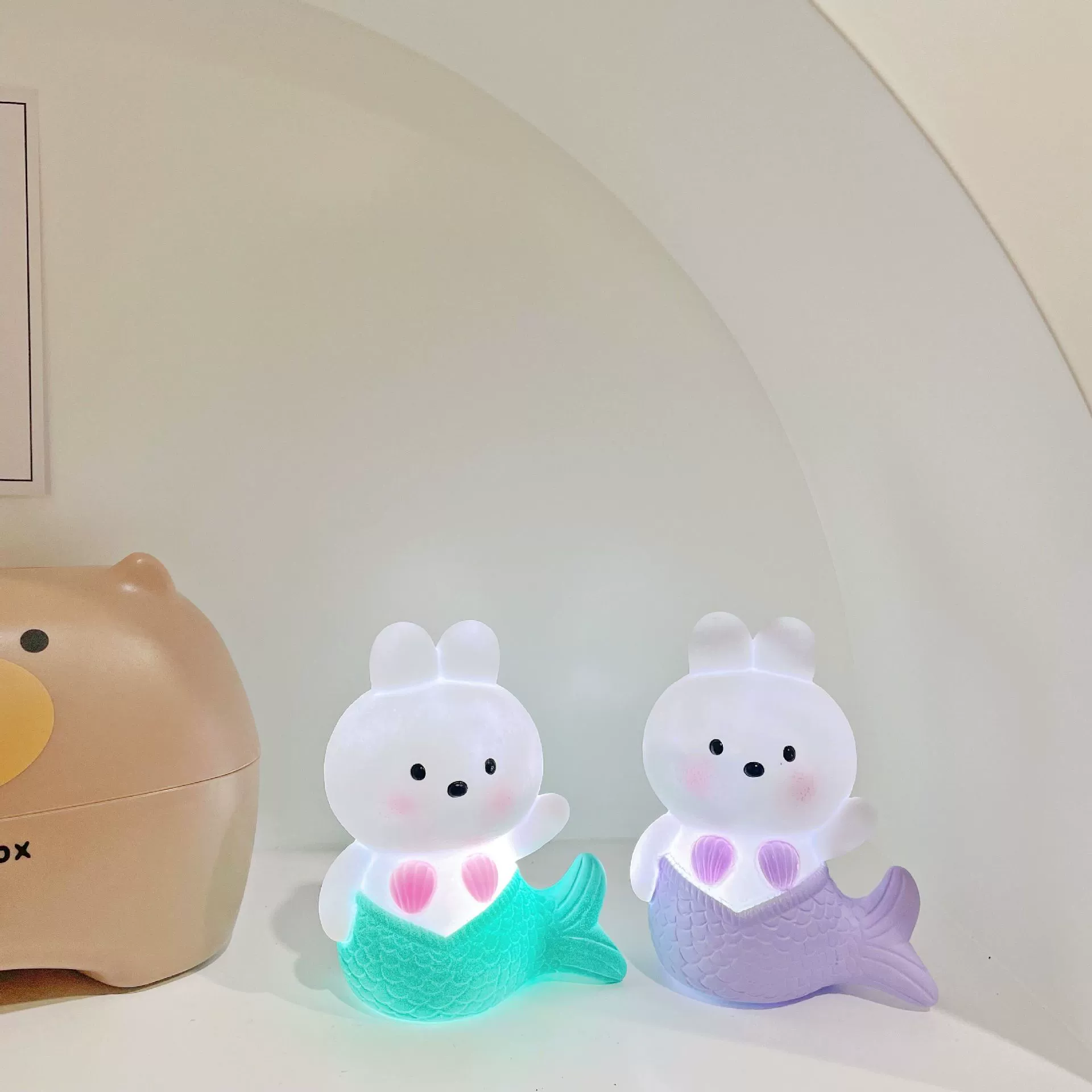 Cartoon rabbit, night light plastic for bedroom, lantern for bed