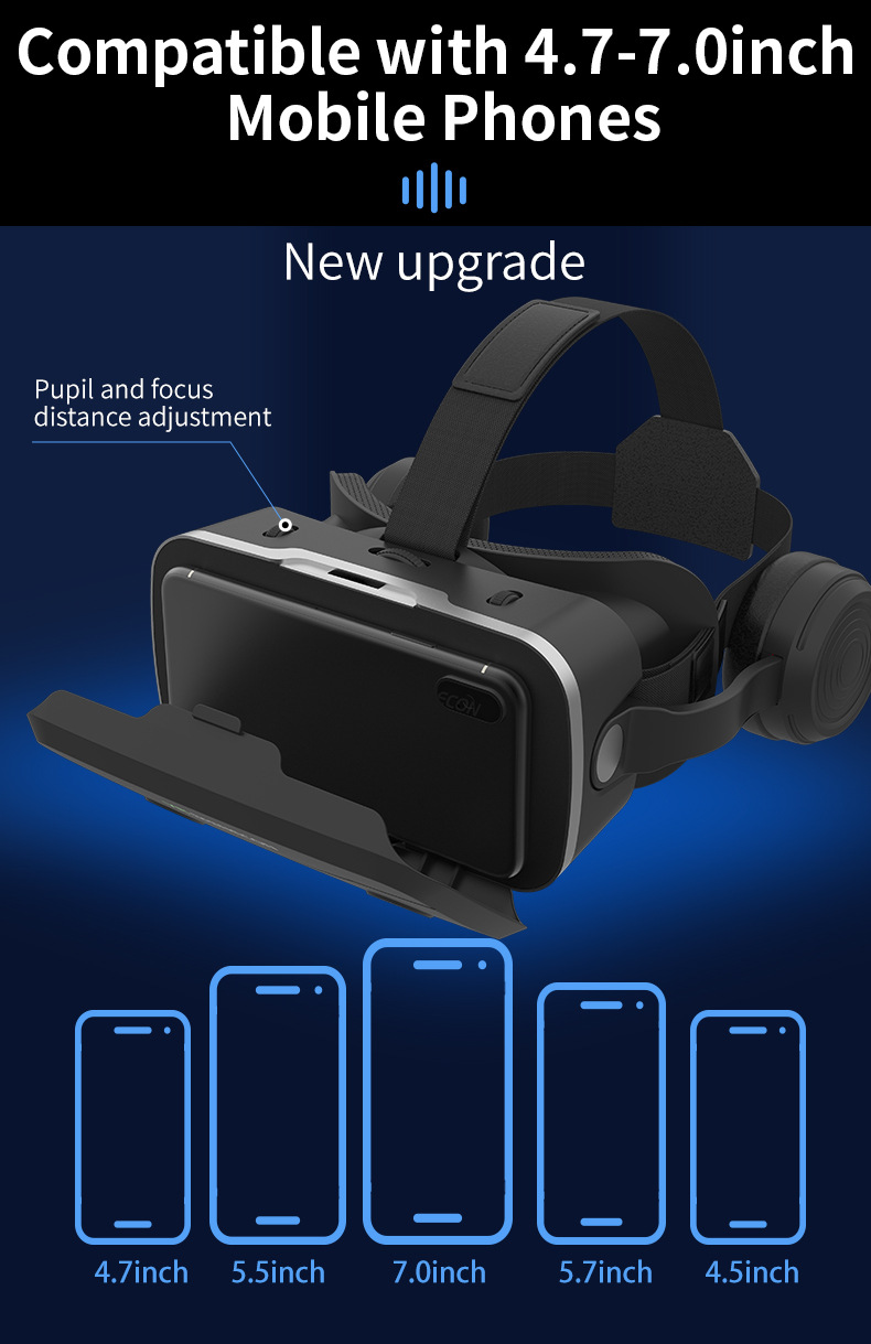 跨境千幻魔镜耳机版vr眼镜 新款手机专用一体游戏机3d眼镜头戴vr详情24
