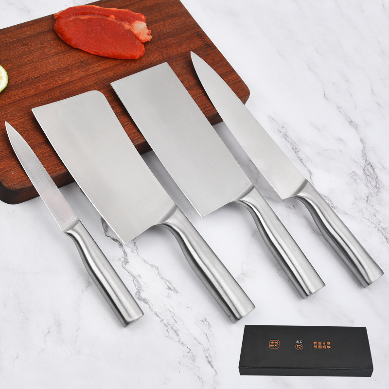 Spot Wholesale Cuchillo de cocina de acero inoxidable Juego de cuchillos de cuatro piezas Cuchillo de corte de verduras para el hogar Utensilios de cocina multifuncionales afilados