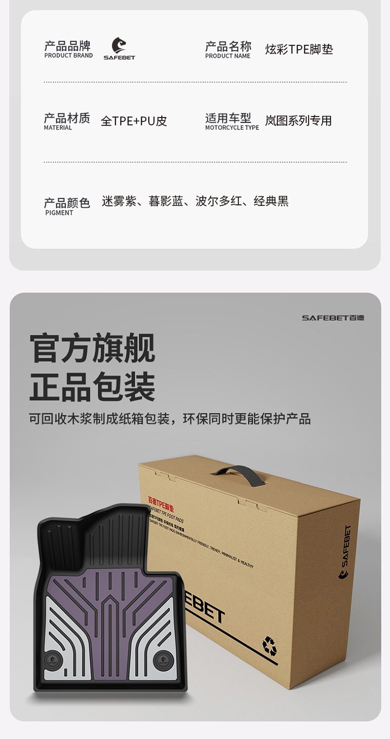 Suitable for Lantu Zhiyin Free Free+ Special Car-Specific Colorful Tpe Car Floor Mats and Trunk Mats