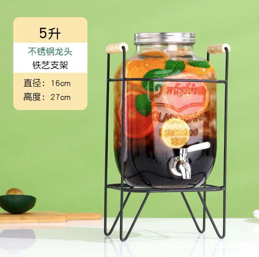 Jarra de vidrio para el hogar de gran capacidad al por mayor, moderna jarra para agua fría, recipiente para bebidas, jarra para jugo con grifo