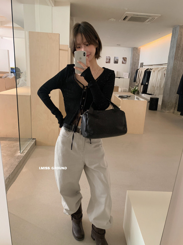 imiss 纯欲！绝美蕾丝拼接假两件2025秋季女舒适新款系带针织开衫|undefined