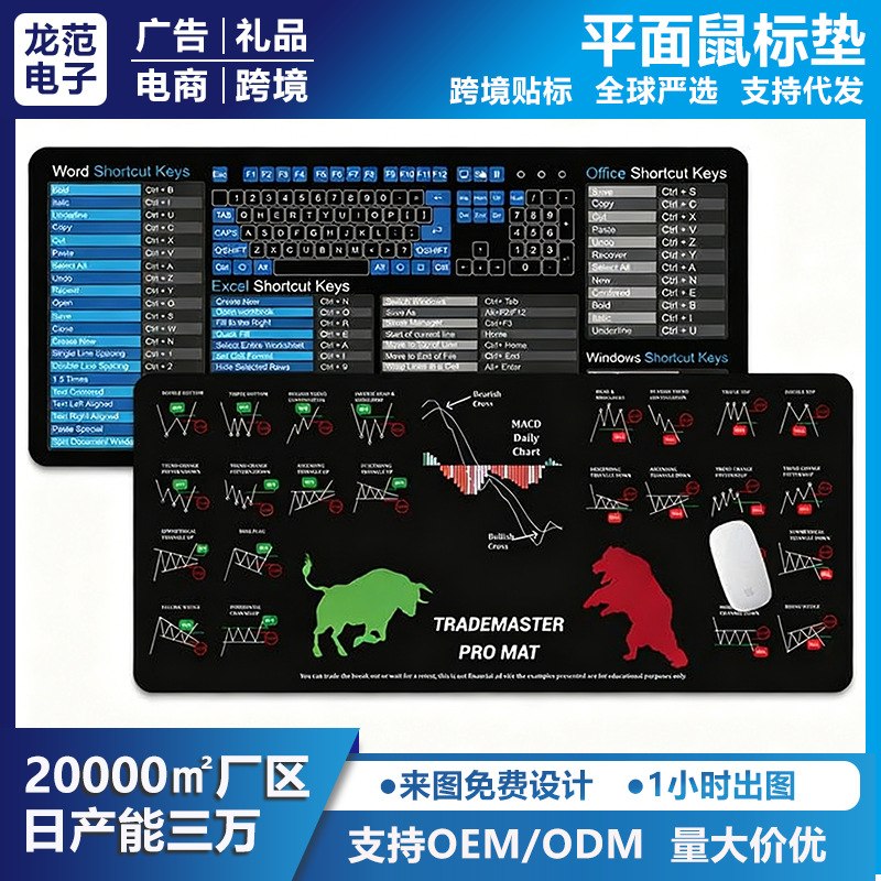 跨境全英文办公快捷键鼠标垫CAD常用PS软件AI多功能超大号桌面垫