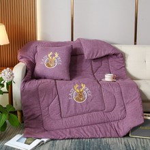 加厚折叠抱枕被子两用四季仿棉麻办公室午睡枕头折叠空调被二合一