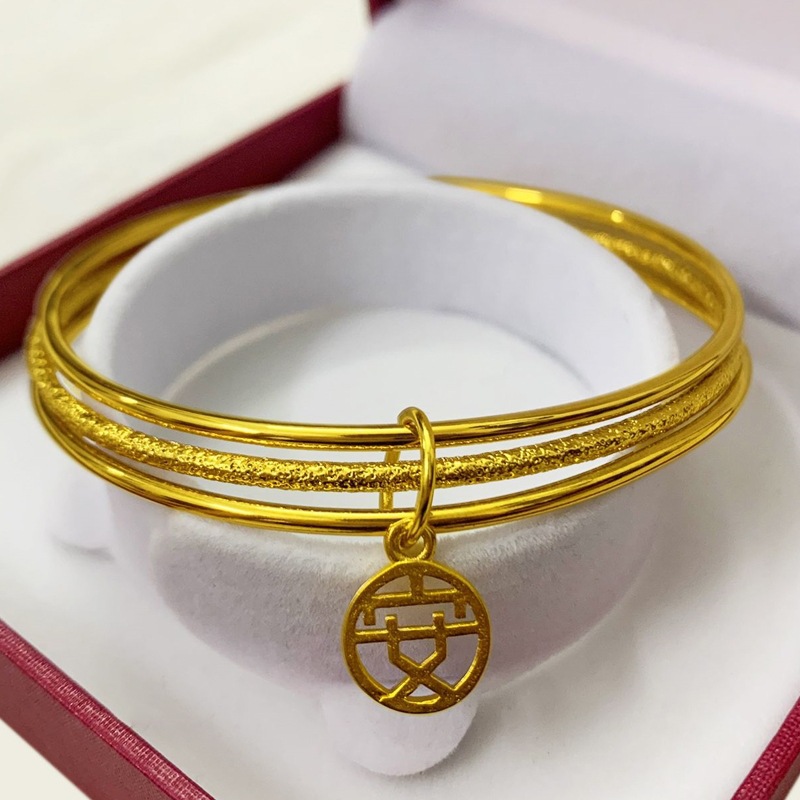 Three Layer Circle Bangle Bracelet Gold Plated Brass Jewelry_voghion.com