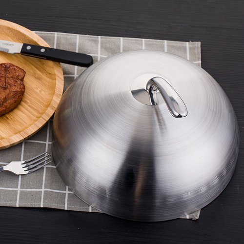 Wholesale steak cover thickened stainless steel pot cover Teppanyaki cover barbecue plate dust cover French meat cover vegetable cover iron