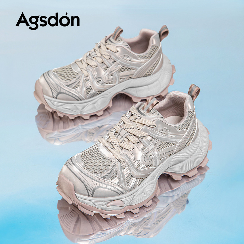 Augustion Daddy Shoes Mujer 2025 Nuevo verano de suela gruesa Zapatos casuales pequeños Zapatos deportivos blancos pequeños de malla