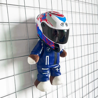 trunk decoration rally bear | Motosiklet dəbilqələri - height-28cm-dark-blue-bm-blue-leather-bear-shoei-power-supply-upgraded-tail-wing