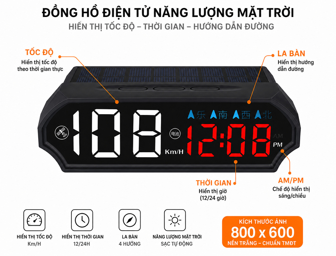 Vietnamese Car Speed Solar-Powered Voice HUD Head-Up Display Electronic Dog Safety Warning Device