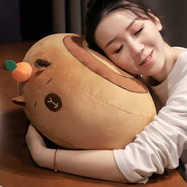 卡皮巴拉蜗牛抱枕创意水豚靠垫居家沙发客厅现货靠枕垫午休趴睡枕